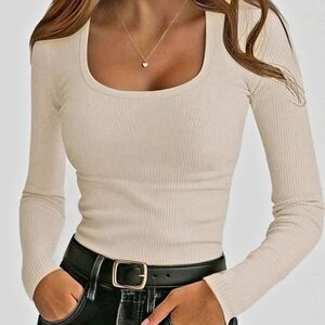 Chic Cream Ribbed Bodysuit